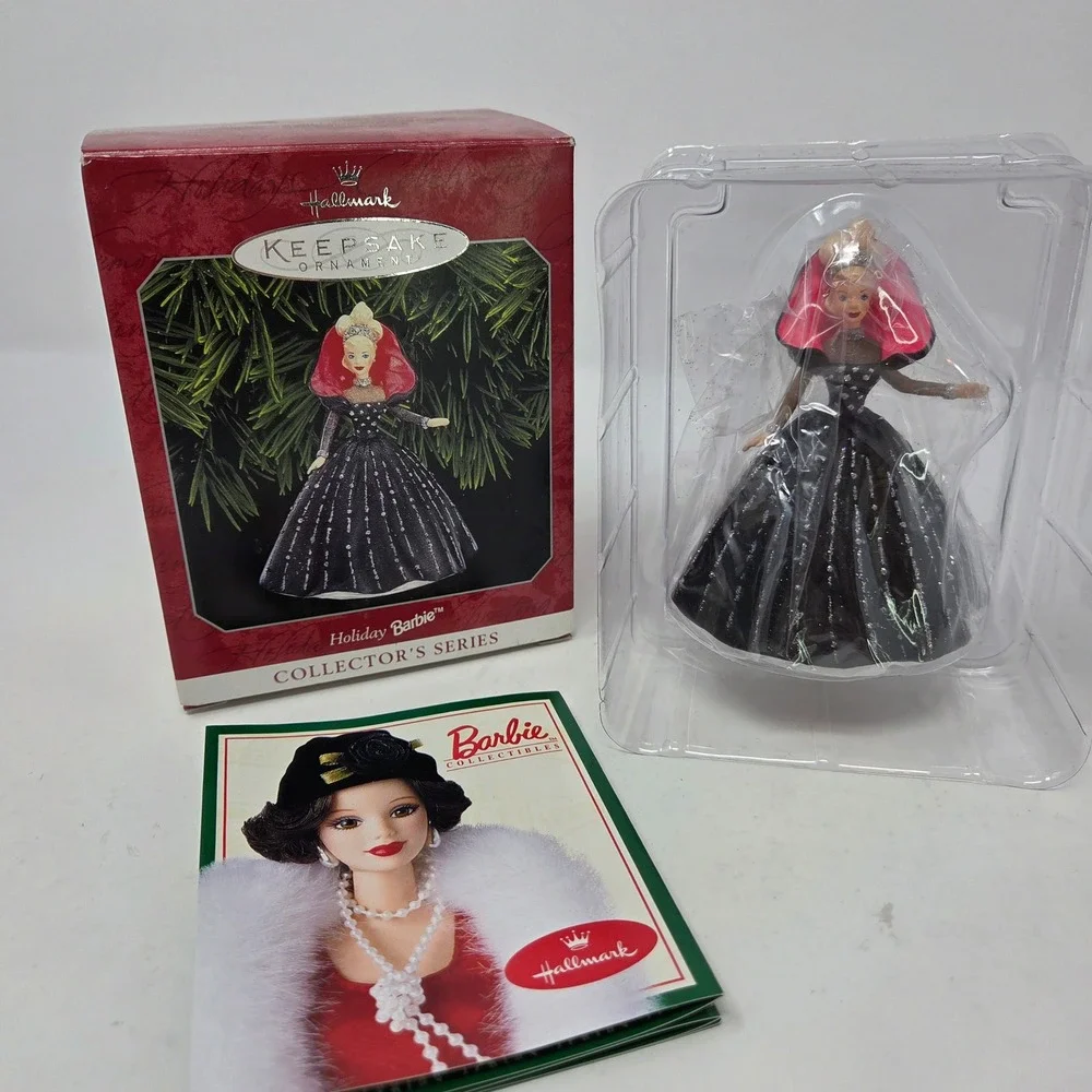 Hallmark Keepsake Holiday Barbie 1998 Ornament Black Gown Collector Series 6